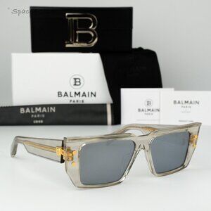 Balmain Women Sunglasses Crystal Grey Gold Cat Eye B-VI BPS-121B-54 BRAND NEW